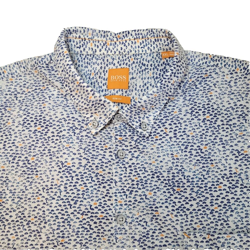 NWOT Hugo Boss Orange Label Erollese Slim Fit Shirt Abstract Print Cotton XXL
